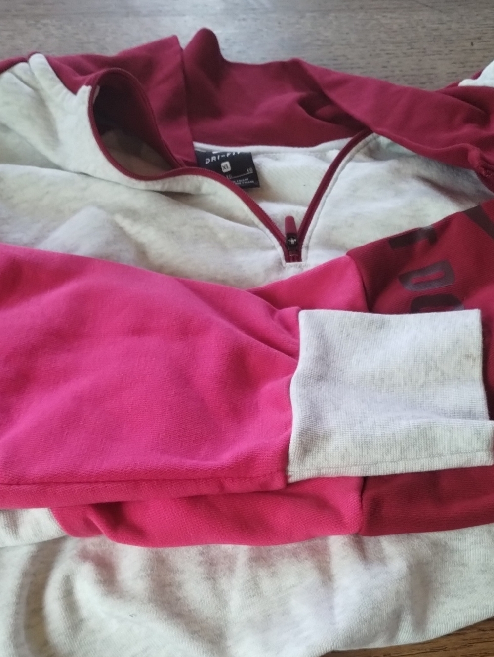 Nike Pink and White Half-Zip Puffer Hoodie